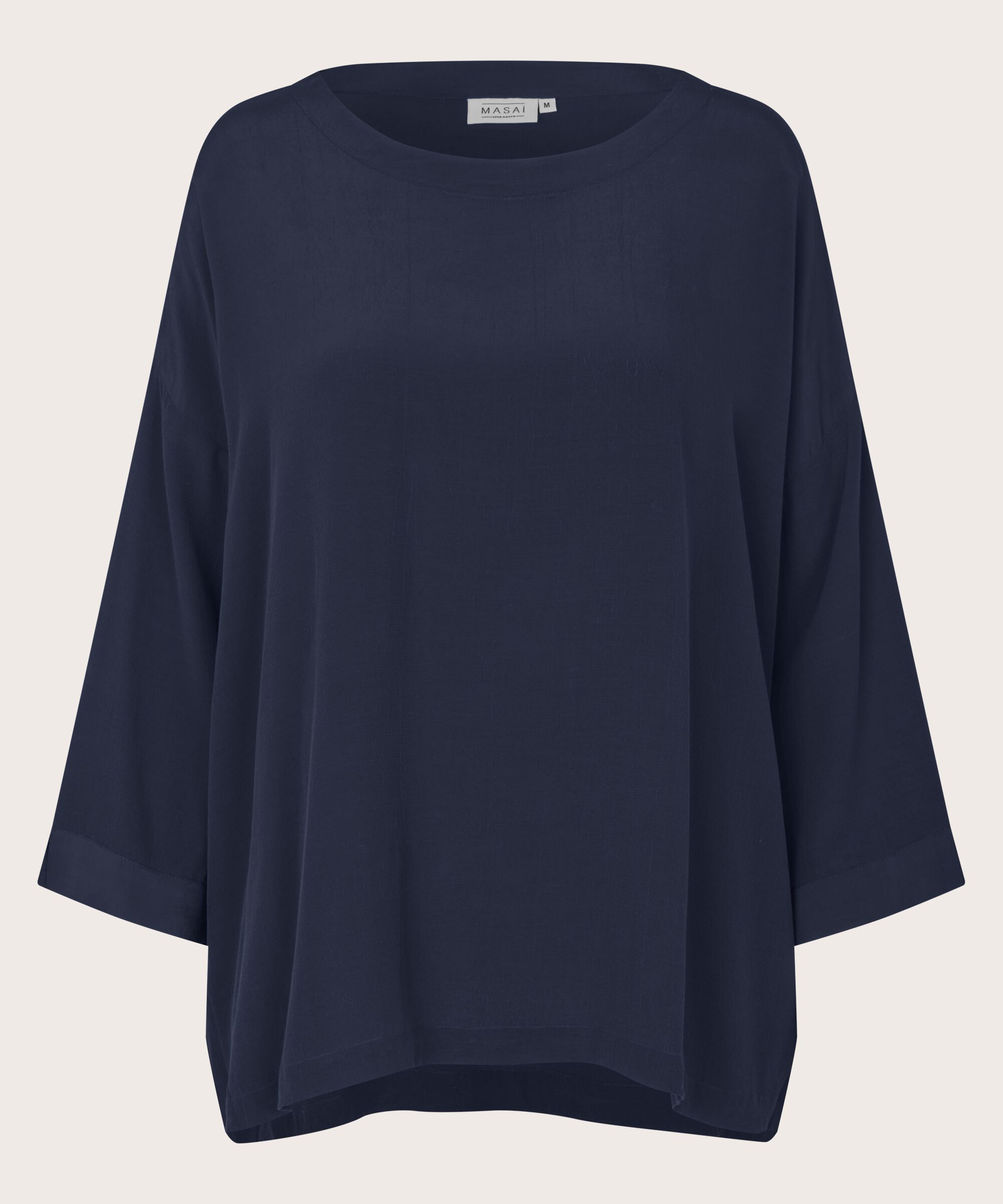 Blouse En Viscose À Manches 3/4, Navy Blazer