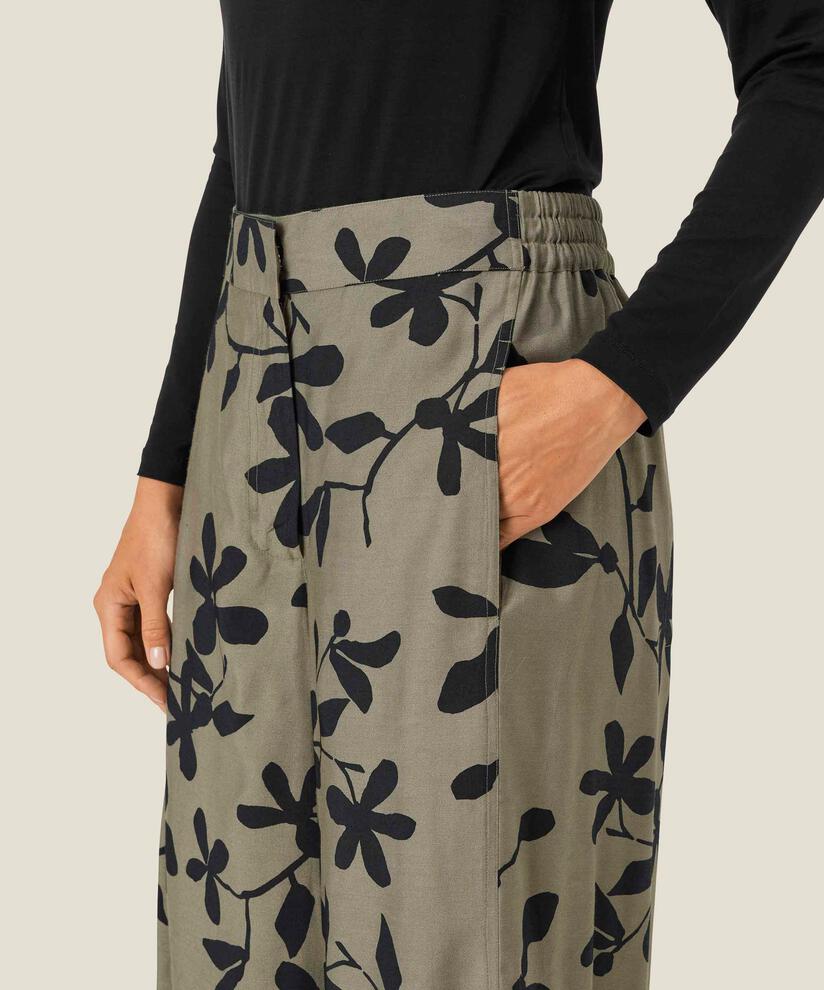 pantalon imprimé avec élastique au dos, Vetiver