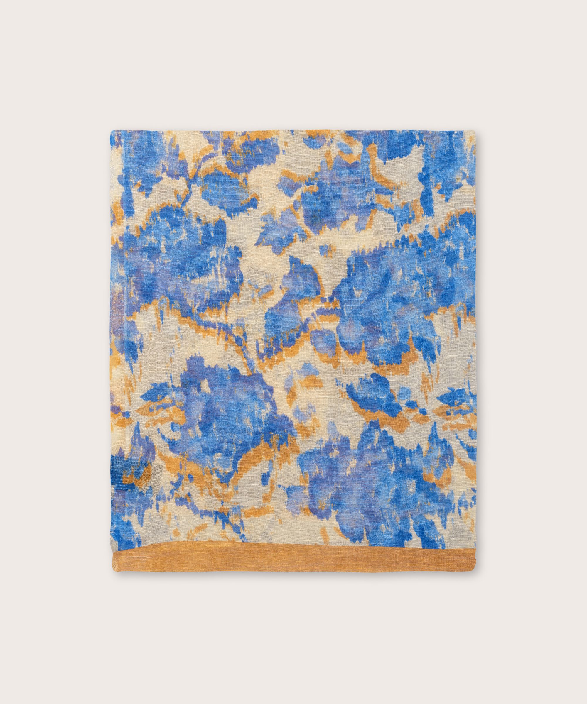 écharpe en mélange de lin à motifs, Nebulas Blue