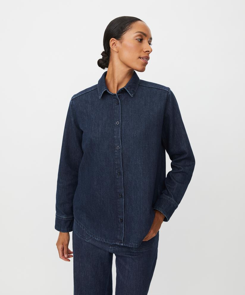 chemise en jean avec une touche de paillettes, Dark Denim
