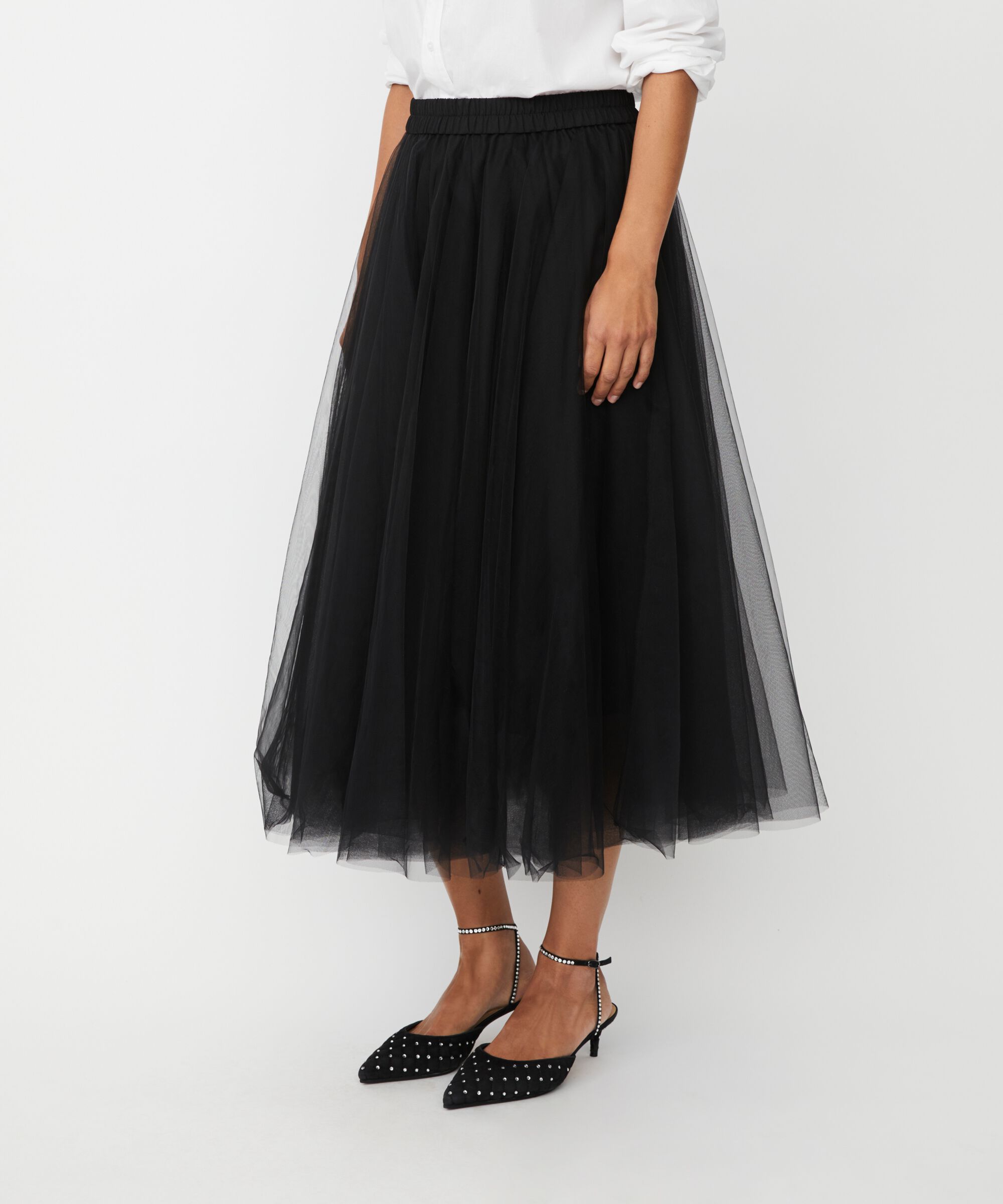 jupe en tulle doux avec taille élastique, Black