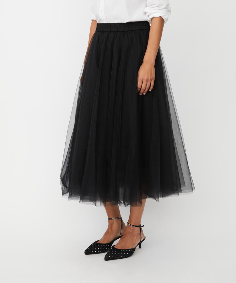 jupe en tulle doux avec taille élastique, Black