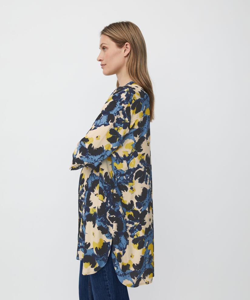 Chemise En Viscose Imprimée Avec Fente Latérale, Proven Blue