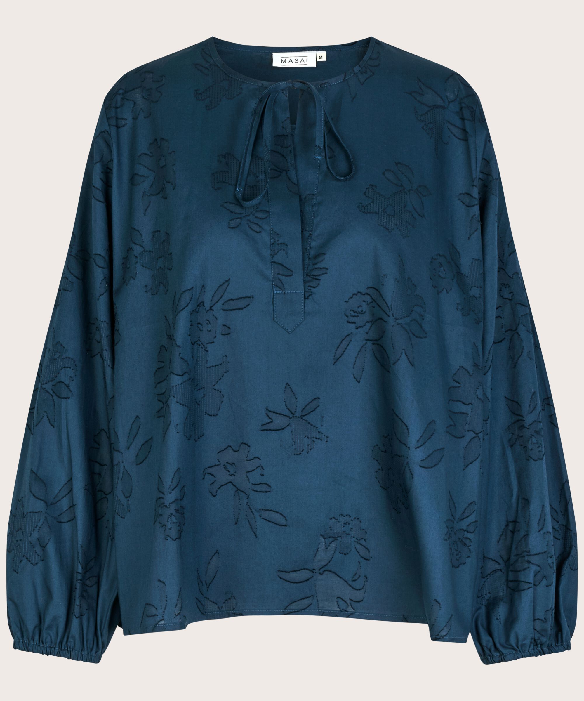 blouse en coton avec imprimé tissé et lien, Moonlit Ocean