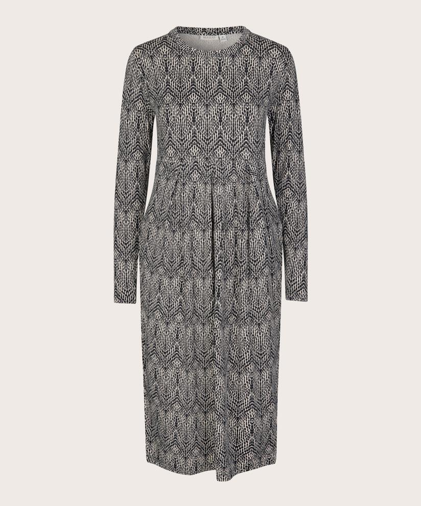 robe tulipe à motifs et manches longues, Black