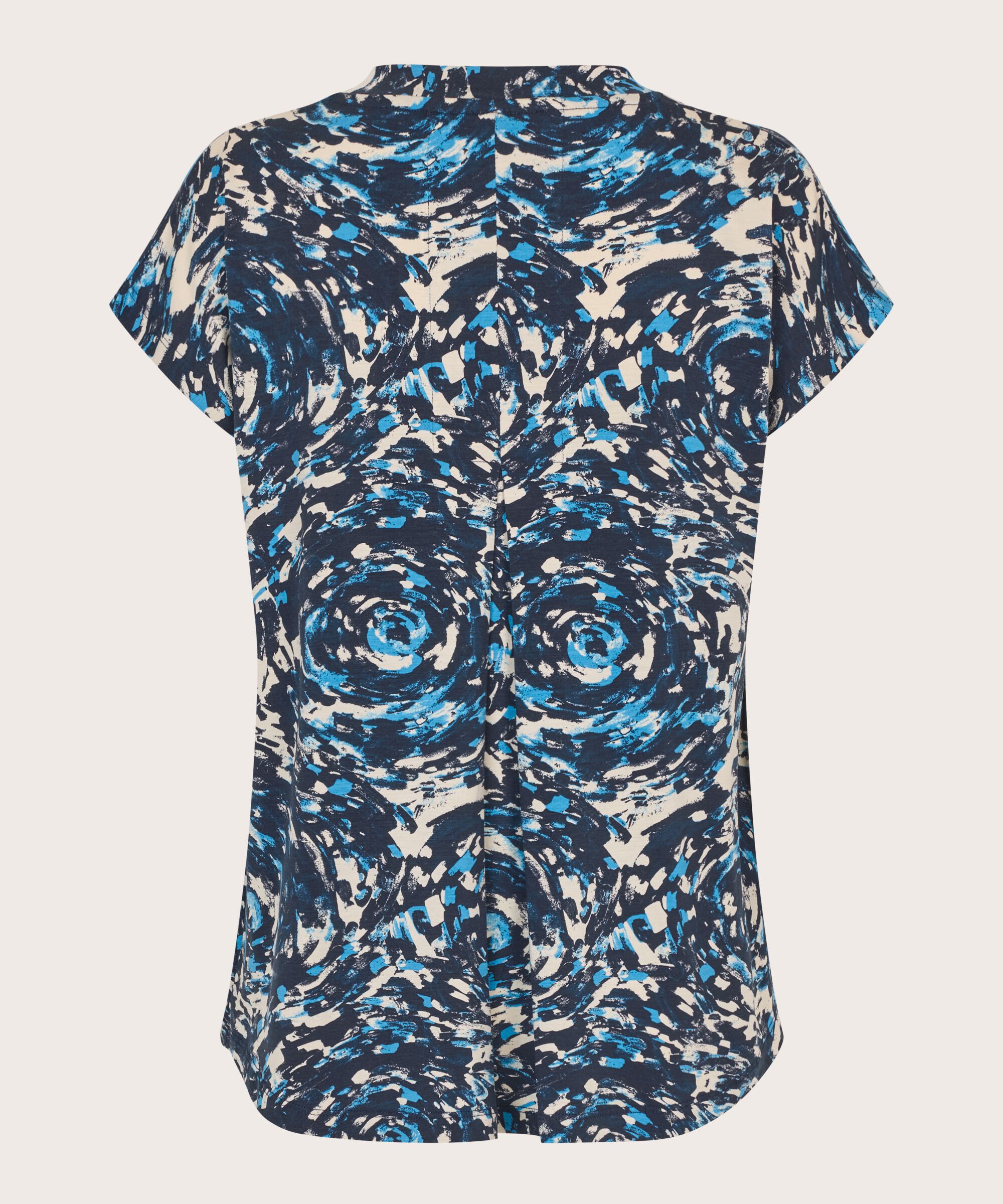 T-shirt Imprimé À Col En V, Cendre Blue