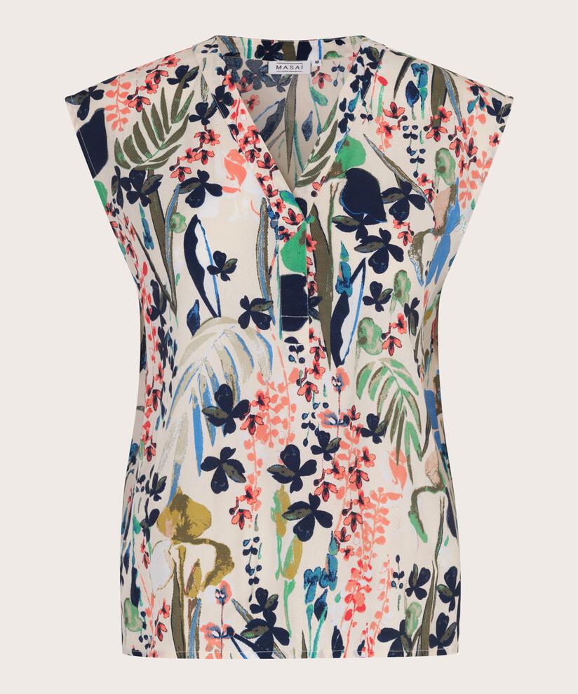 top en viscose imprimé avec col en V, Marina