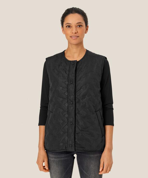 gilet matelassé avec fermeture à bouton-pression, Black