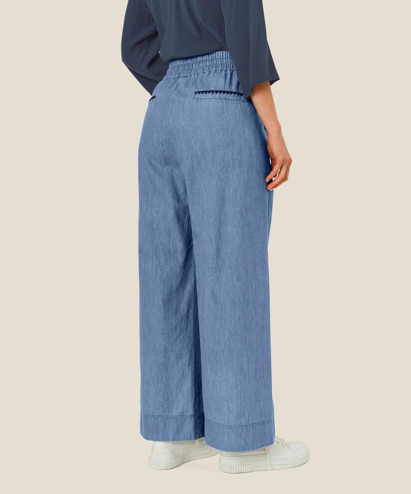 pantalon en denim souple avec ceinture élastique avec lien, Blue Denim