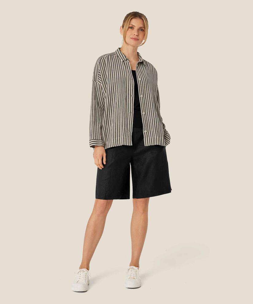 chemise rayée en mélange de coton, Black