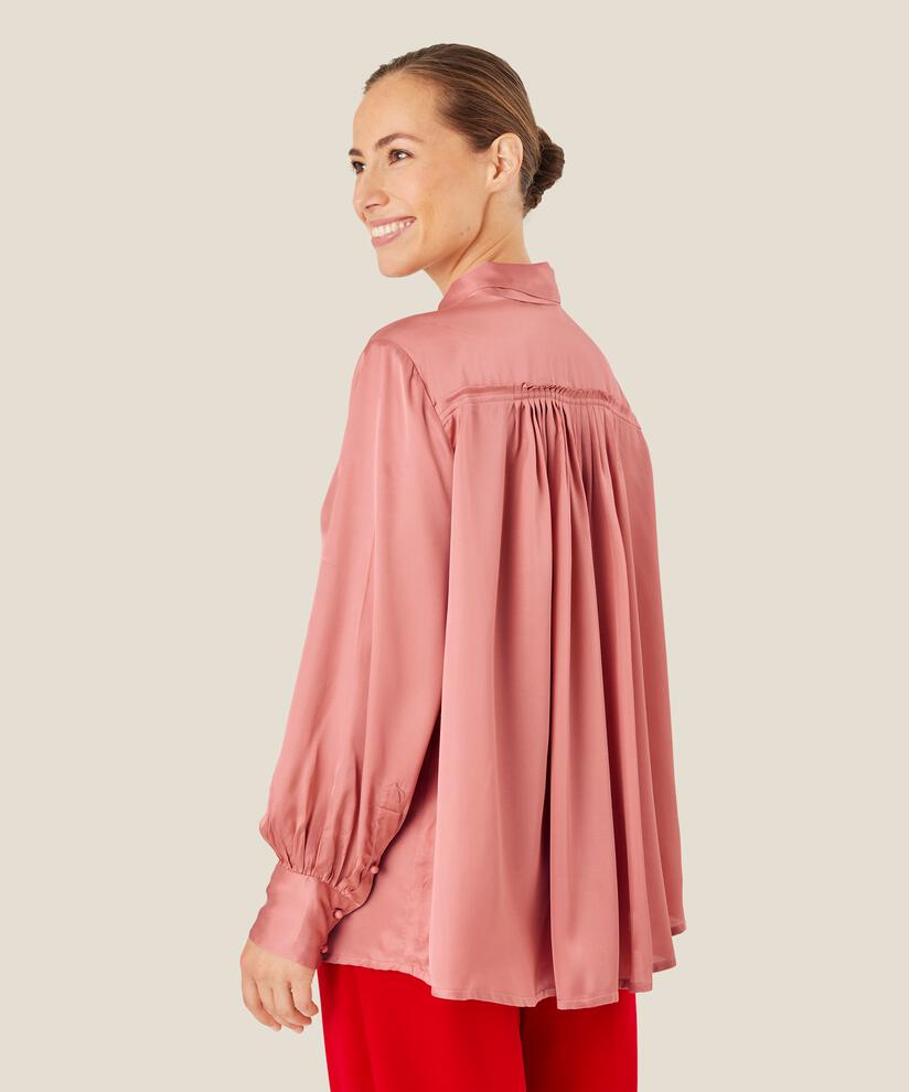 chemise en satin de viscose avec drapés au dos, Ash rose