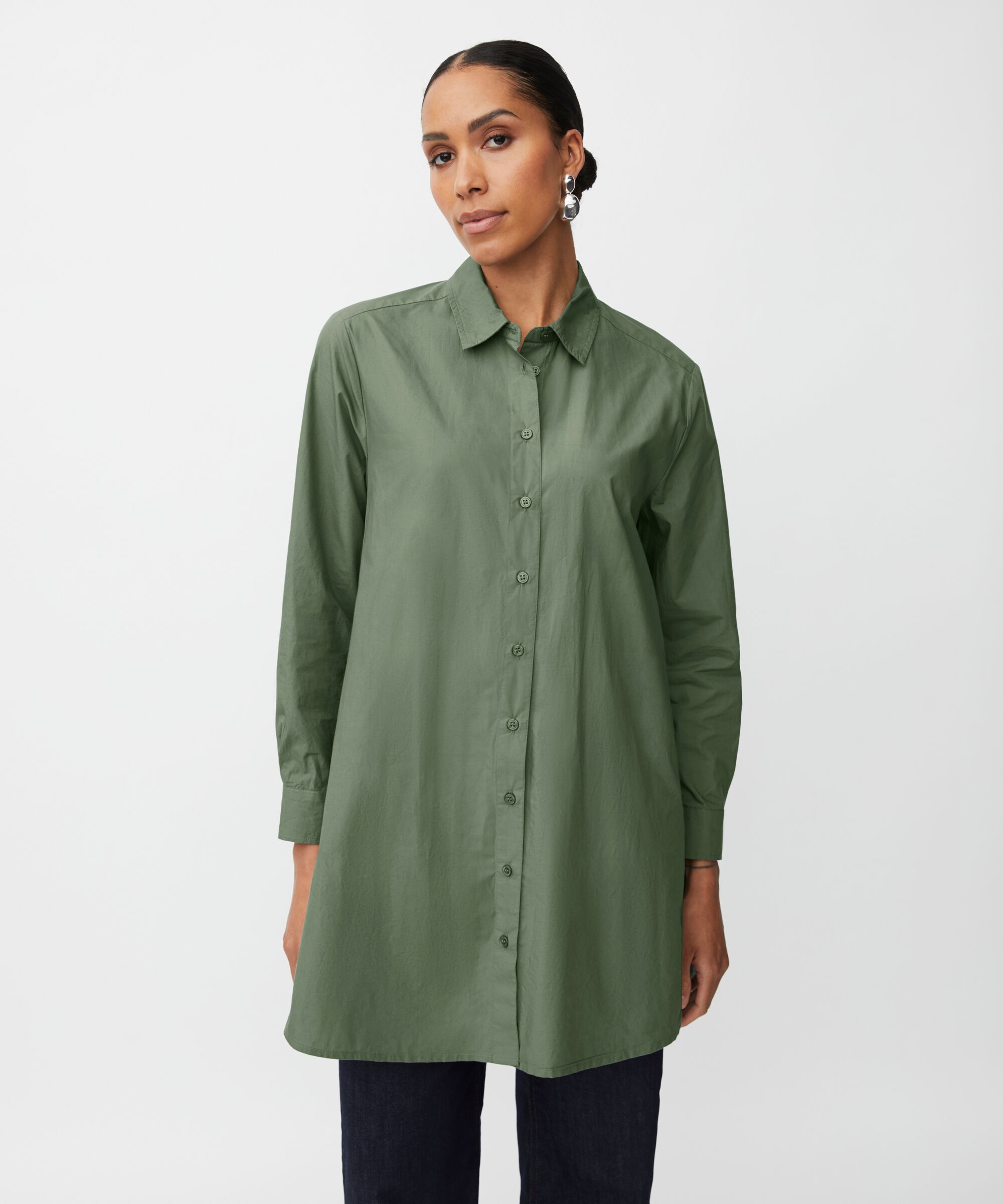 chemise en coton avec dos plus long, Duck Green