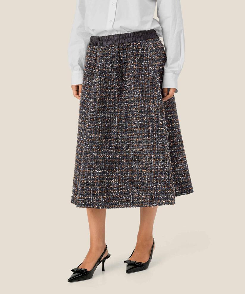 jupe bouclée avec taille élastique, Black