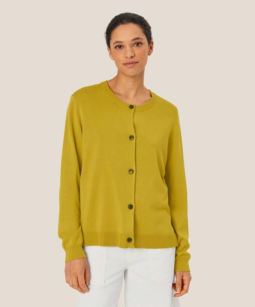 Cardigan En Maille Fine À Col Rond, Burnish Gold