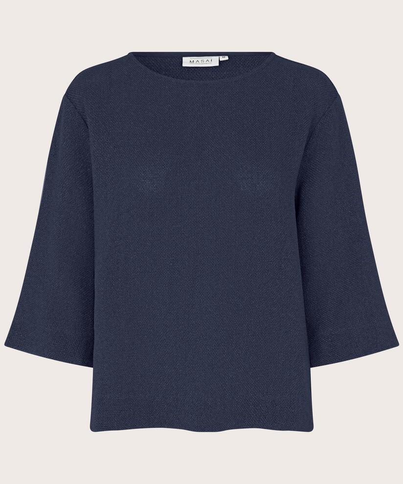 Bouclé-bluse Mit 3/4-ärmeln, Navy Blazer
