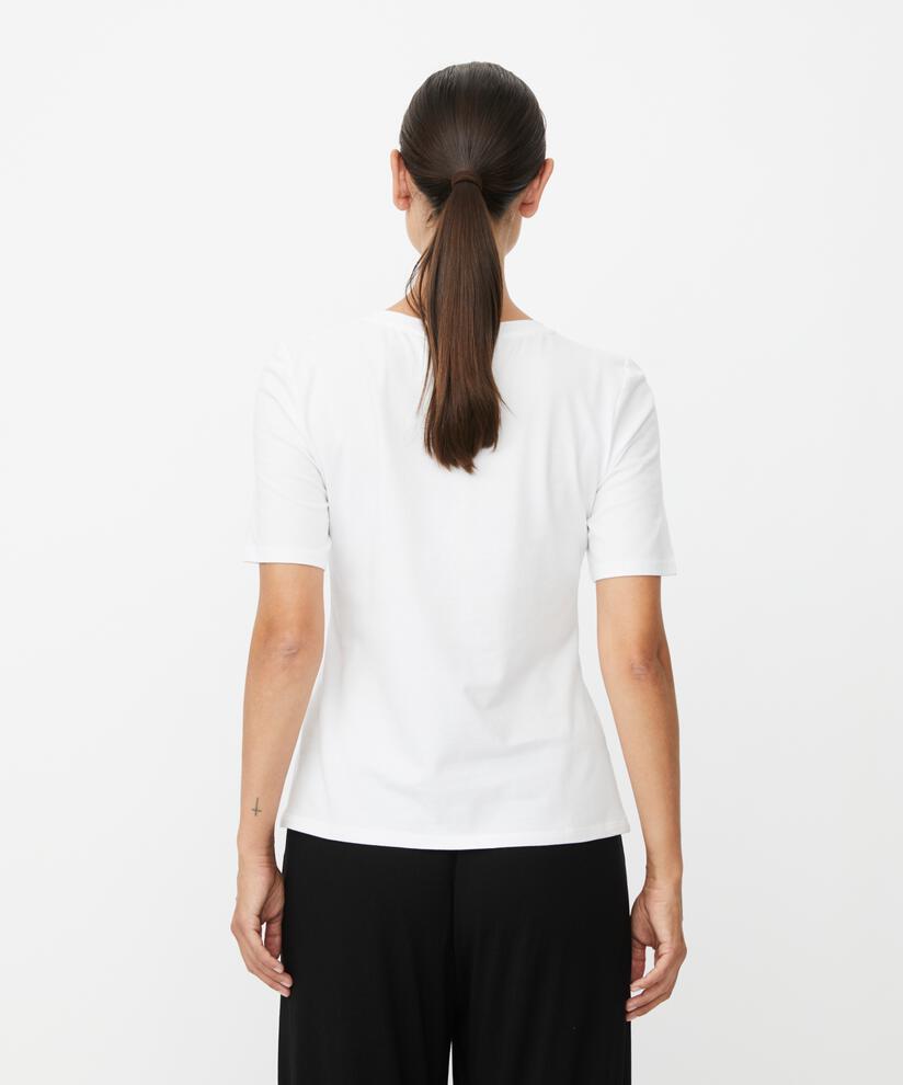 T-shirt à col en V et manches 1/2, White