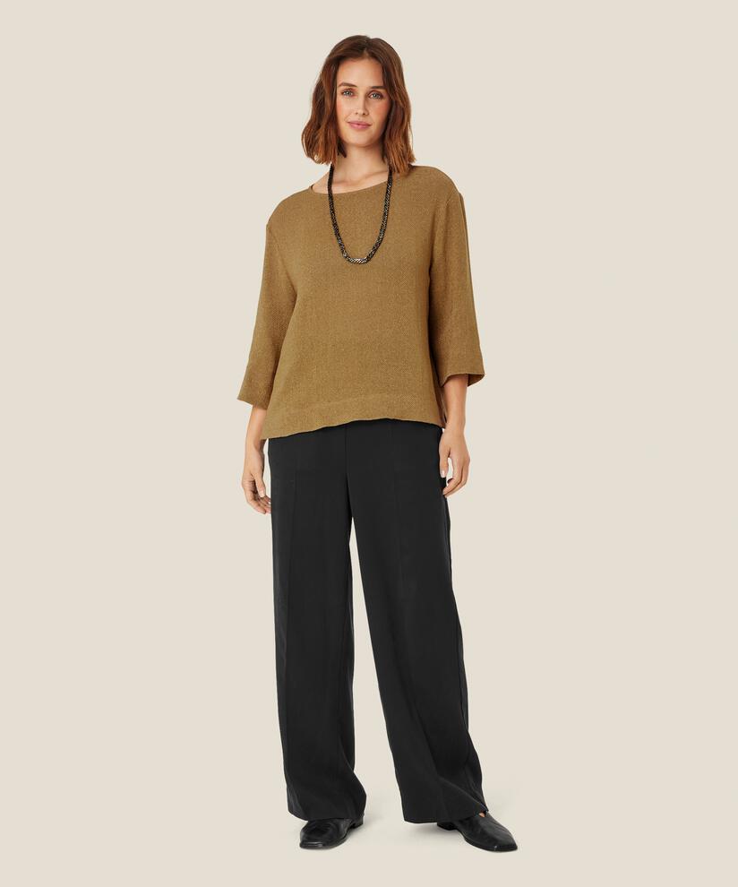 pantalon en jersey à jambes larges et taille élastique, Black