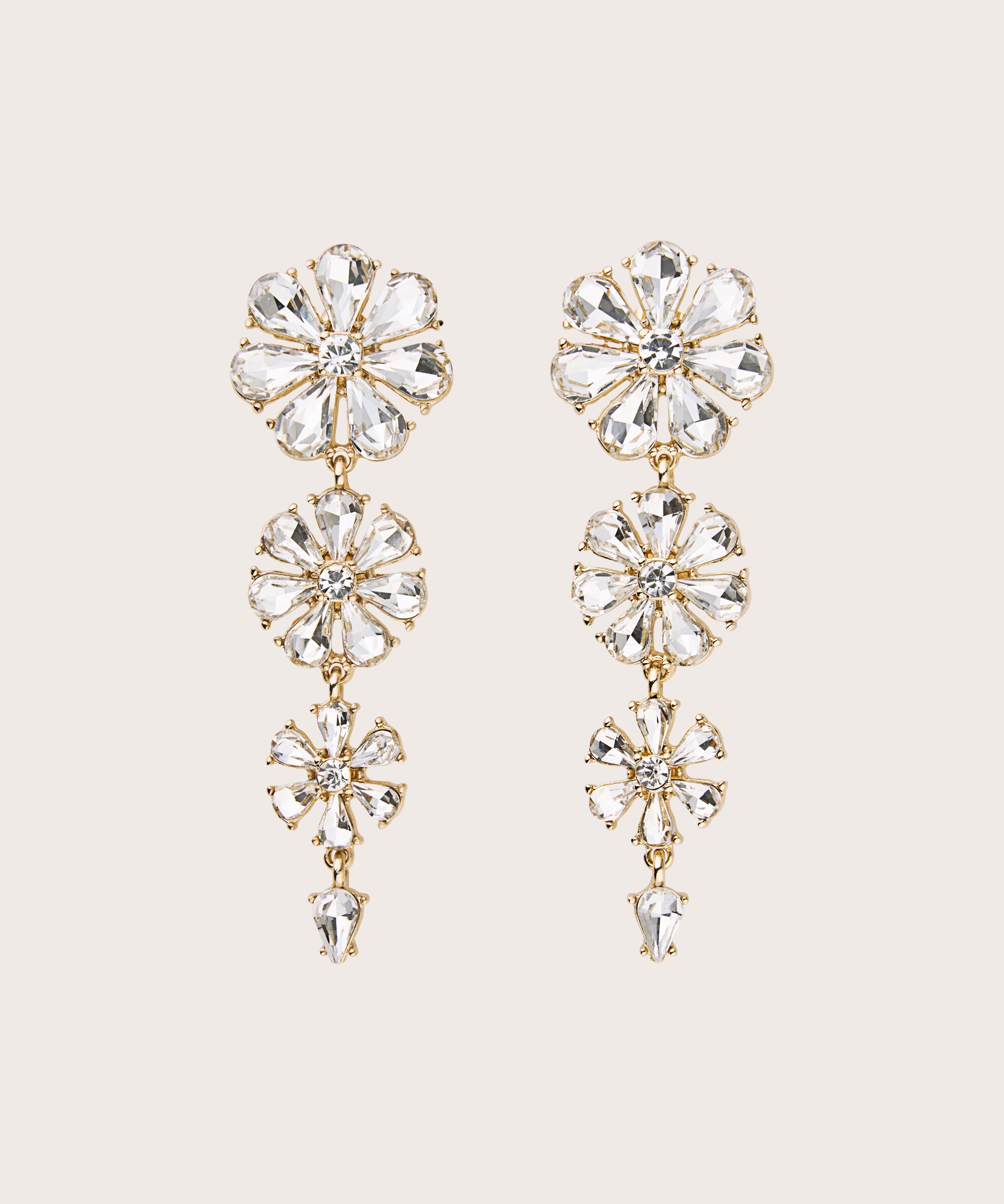 boucles d'oreilles avec fleurs en perles de verre, Gold