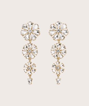 boucles d'oreilles avec fleurs en perles de verre, Gold