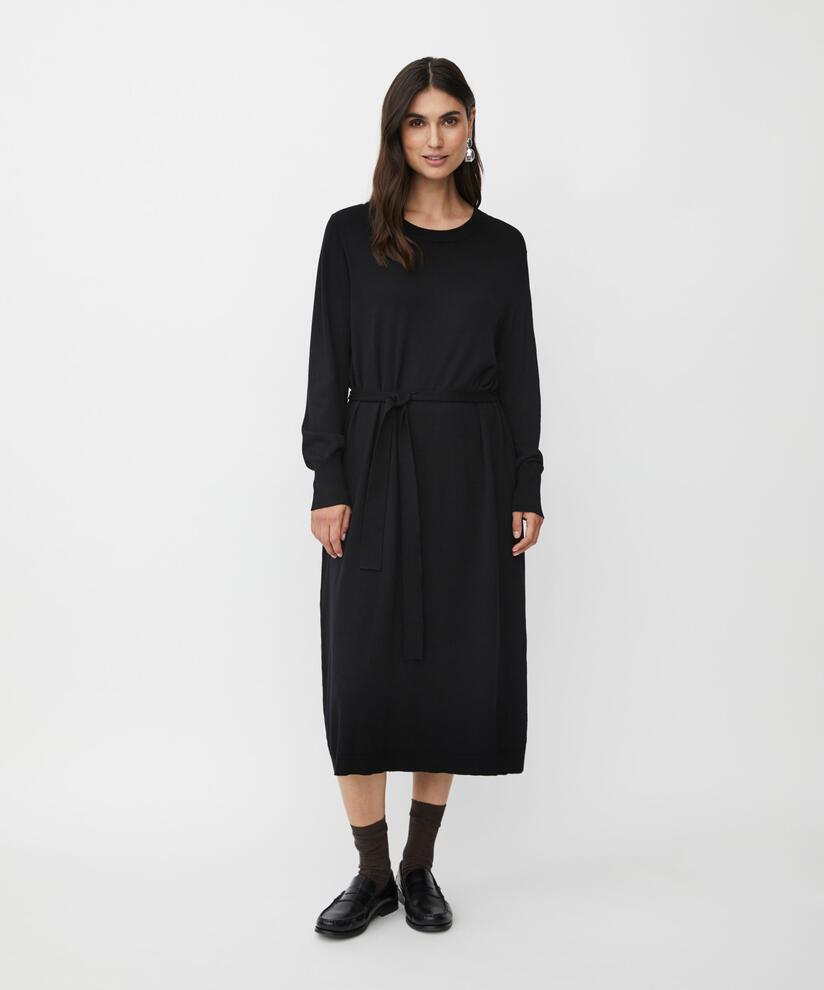 robe en maille fine avec ceinture à nouer, Black
