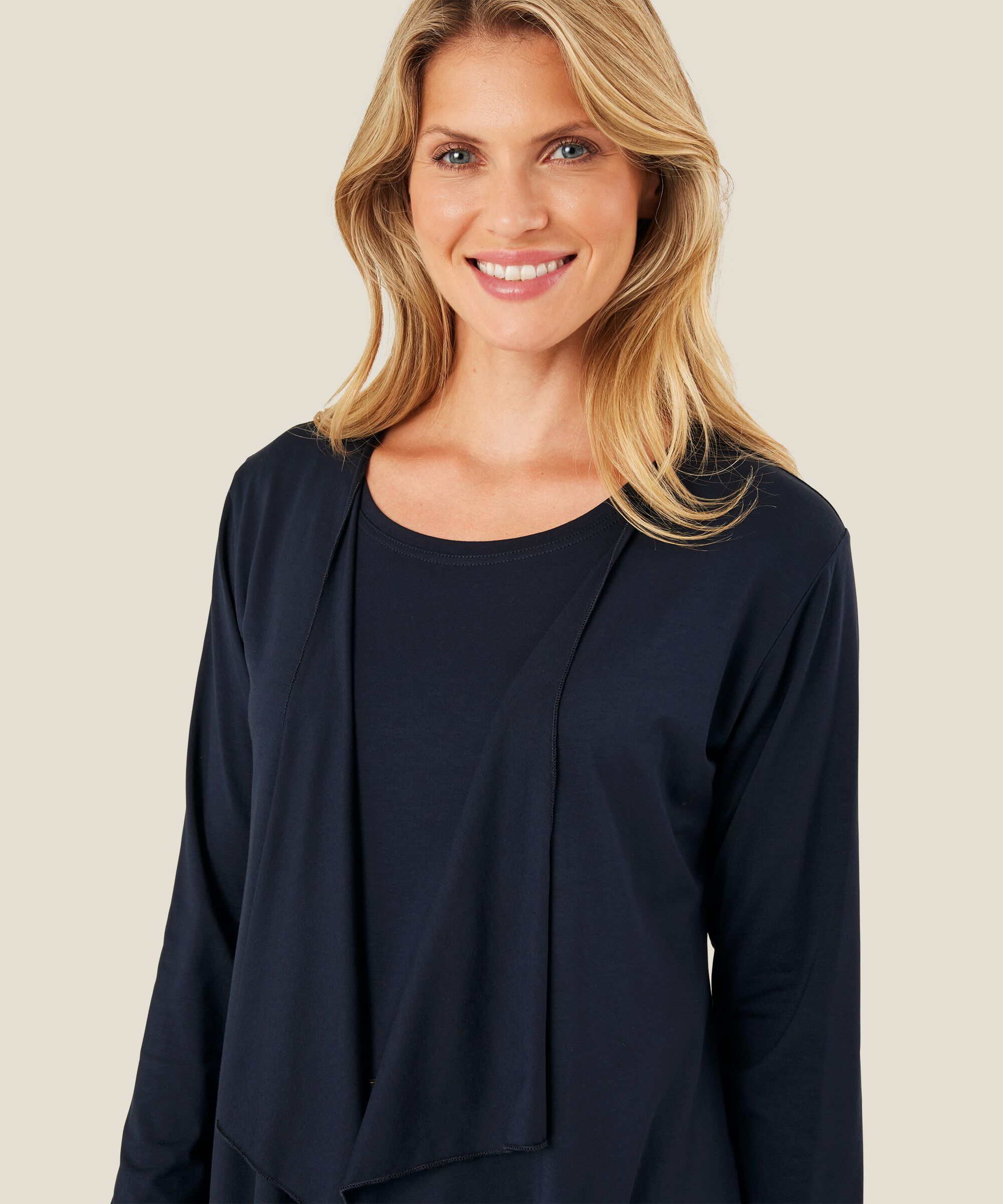 Cardigan Ouvert En Jersey, Navy