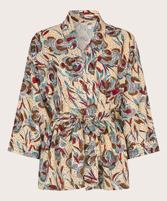 veste en viscose imprimée à manches 3/4 et ceinture, Soybean