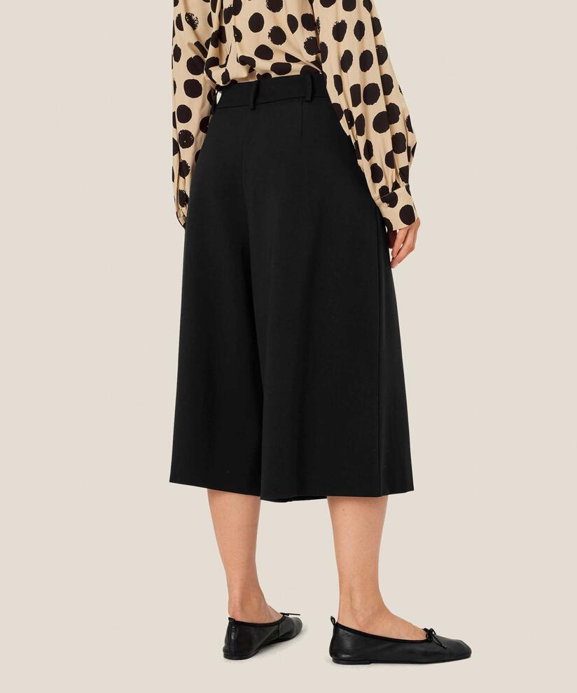 Pantalon En Jersey Avec Plis Sur Le Devant Et Zip Caché Sur Le Côté, Black