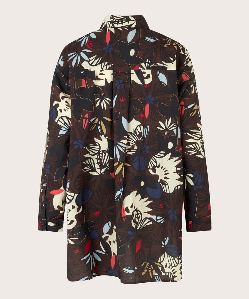 tunique en viscose avec patte de boutonnage, Coffee Bean