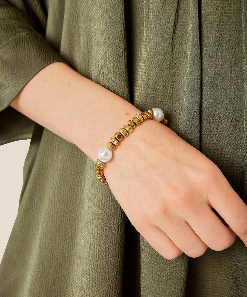 bracelet élastique avec perles dorées, Gold