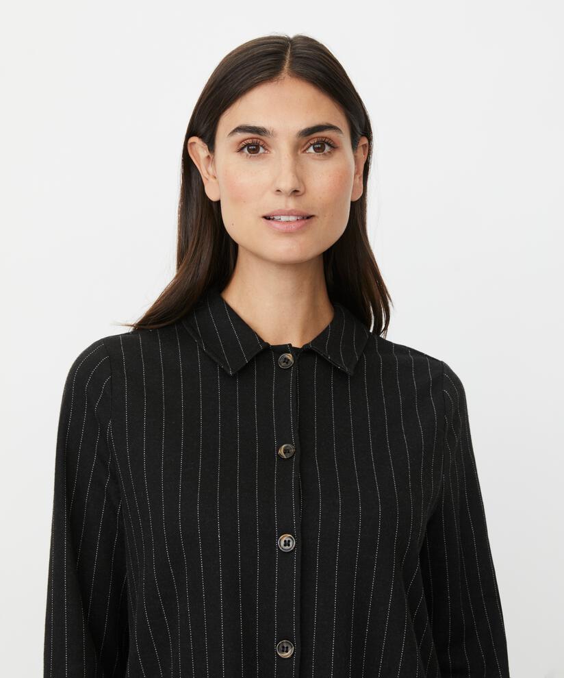 veste chemise à rayures en jersey, Black