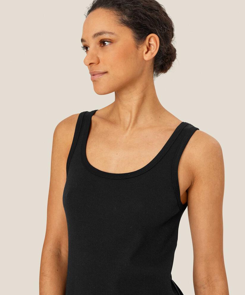 robe à bretelles en jersey doux avec un décolleté profond, Black