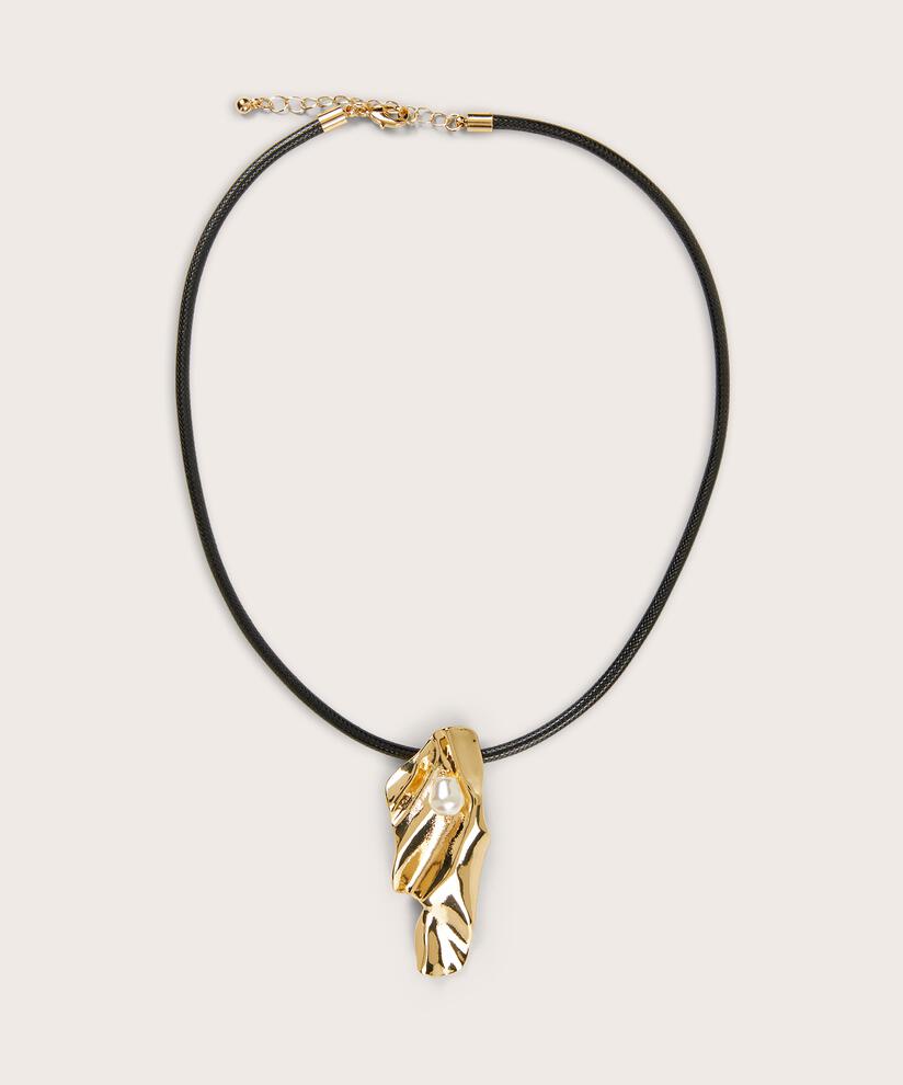 collier en simili cuir avec pendentif doré, Gold