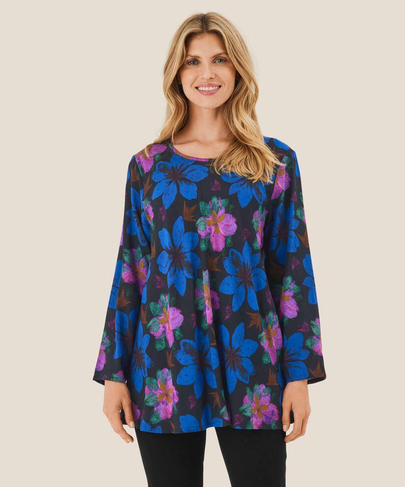 Blouse en viscose à col rond, Wild Aster