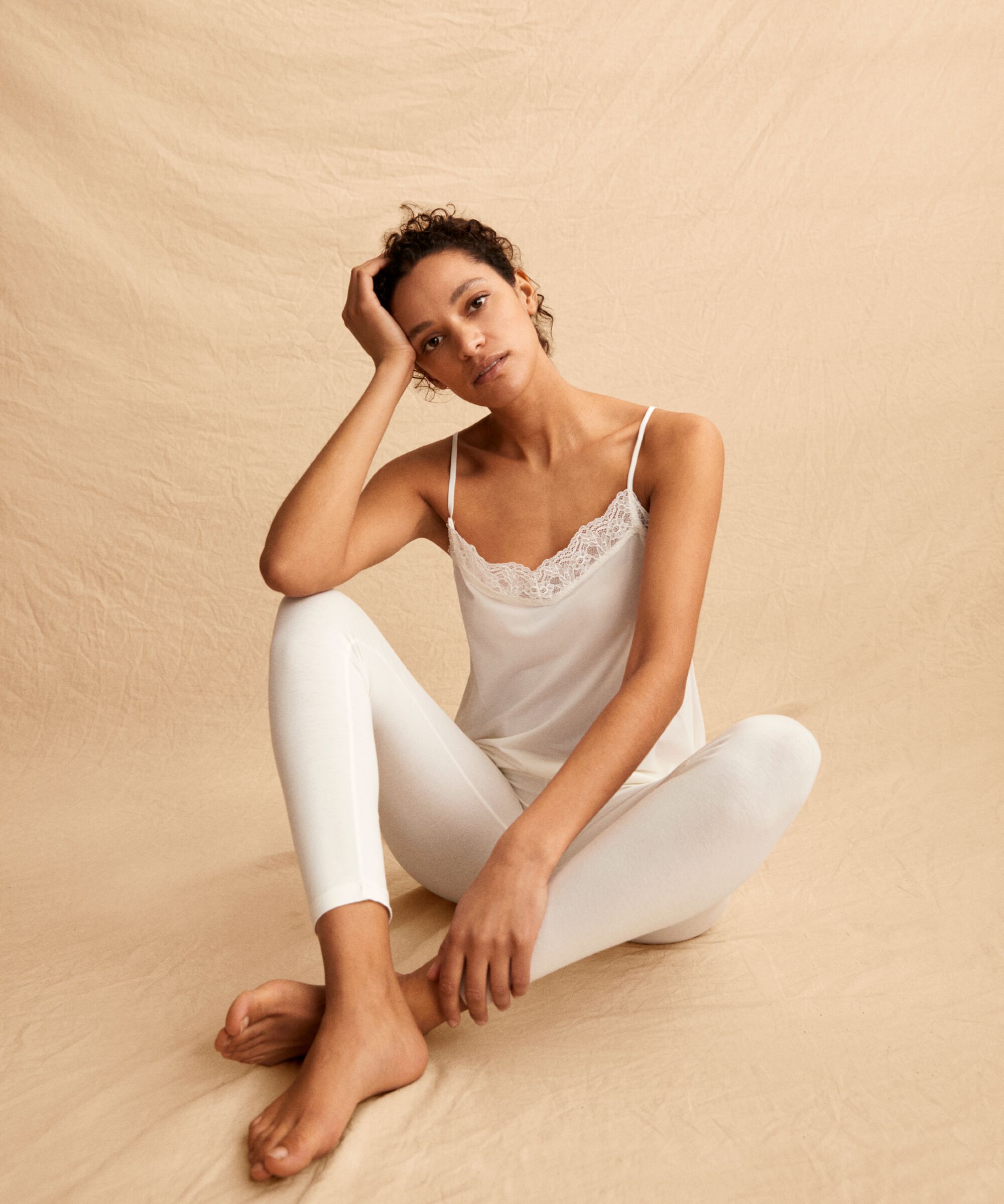 Legging En Jersey Doux, Cream