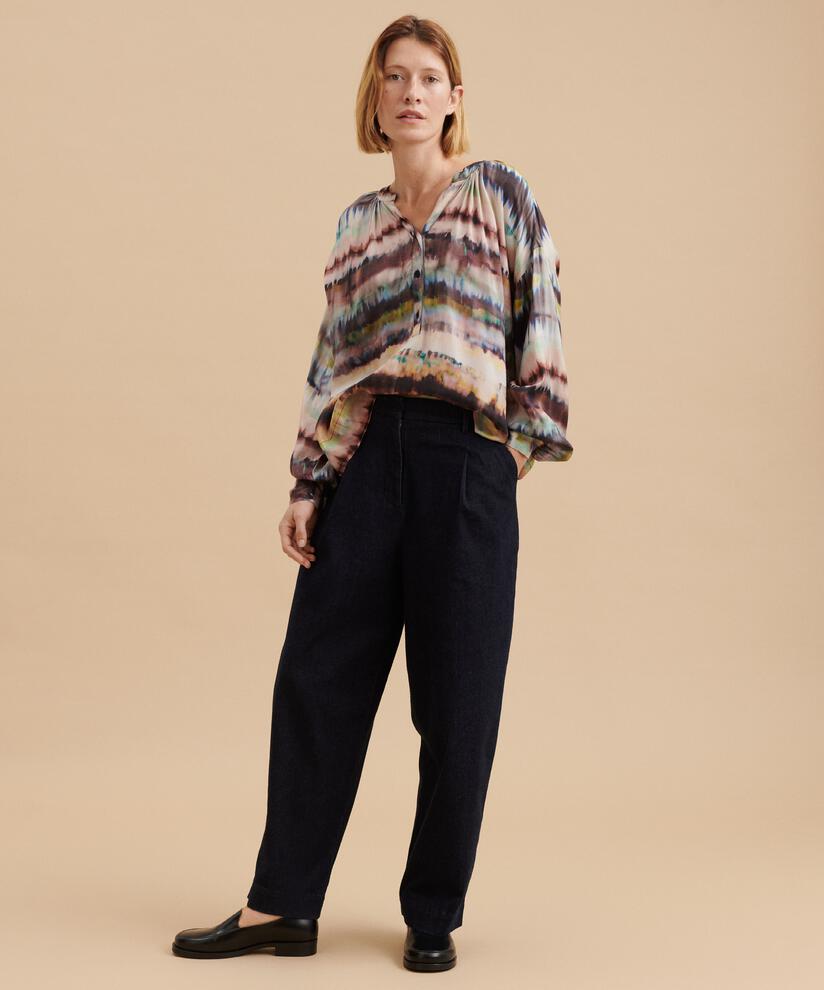 Blouse col v avec patte de boutonnage, Misty Rose