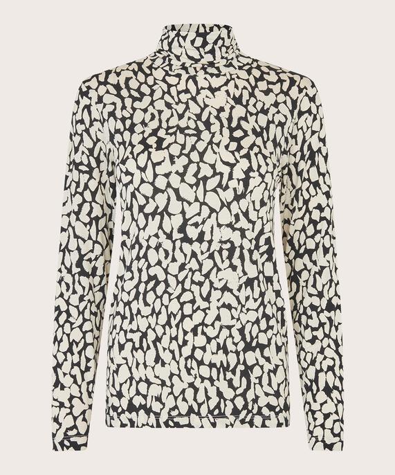 Blouse À Col Roulé En Jersey Doux, Whitecap
