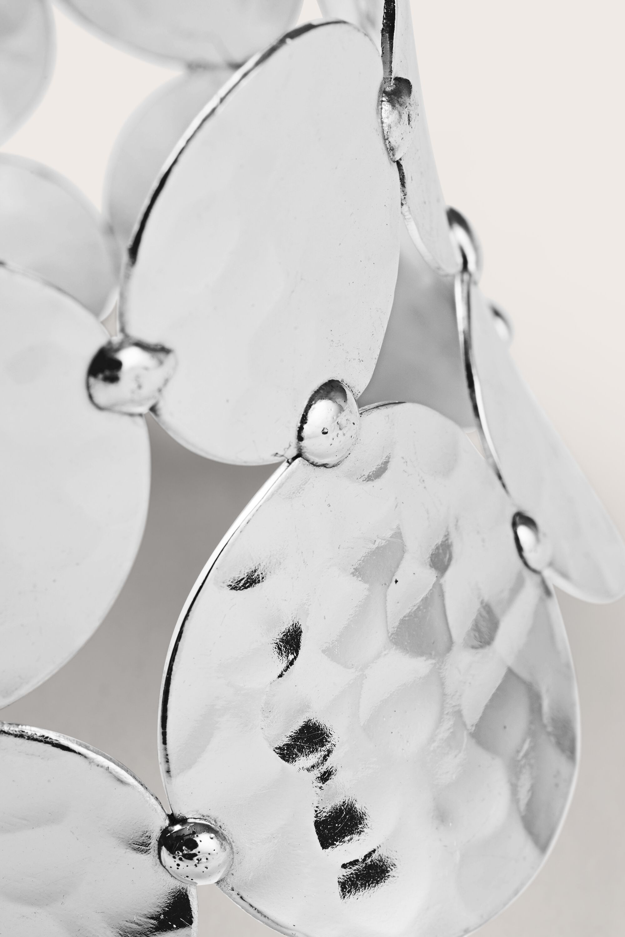 bracelet avec cercles en métal martelé, Silver