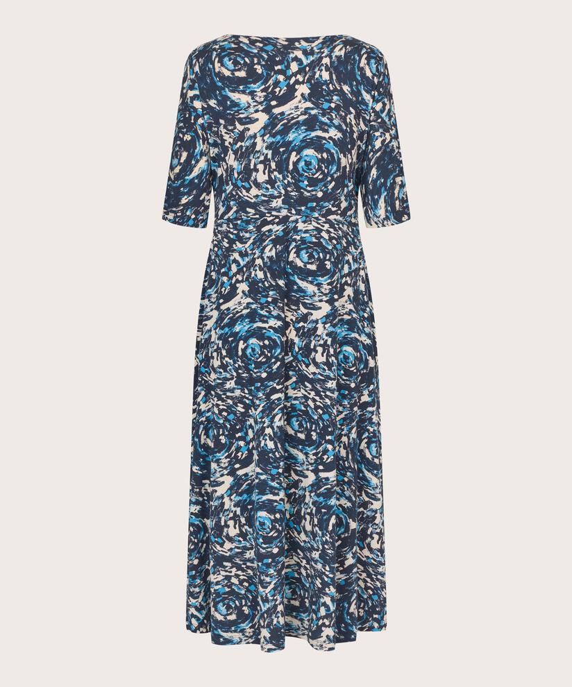 robe en jersey imprimé à col rond, Cendre Blue