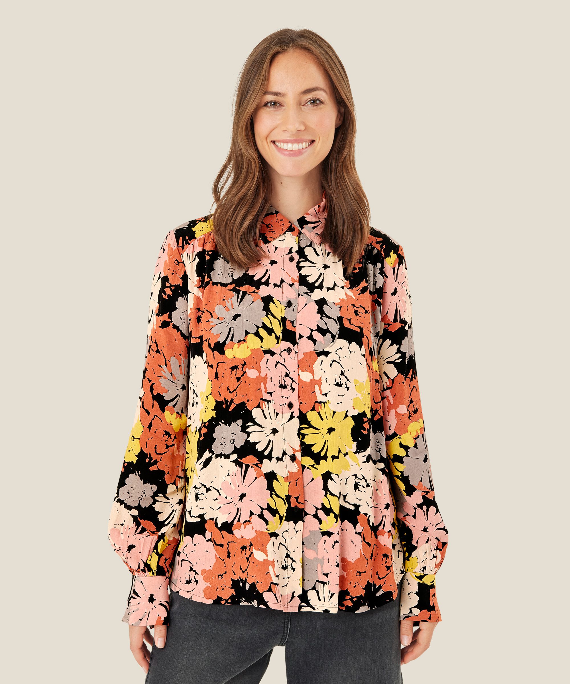 chemise en viscose à imprimé fleuri, Oil Yellow