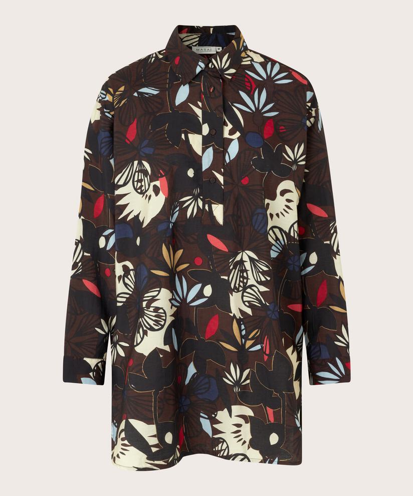 tunique en viscose avec patte de boutonnage, Coffee Bean