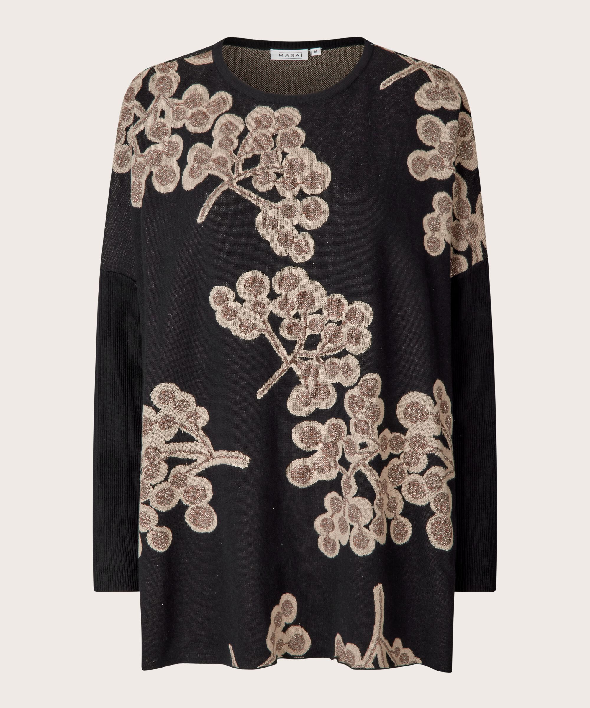 pull en coton à motif floral, Black