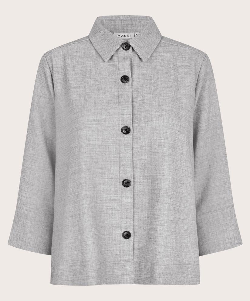 veste-chemise à manches trois-quarts, L. Grey mel.