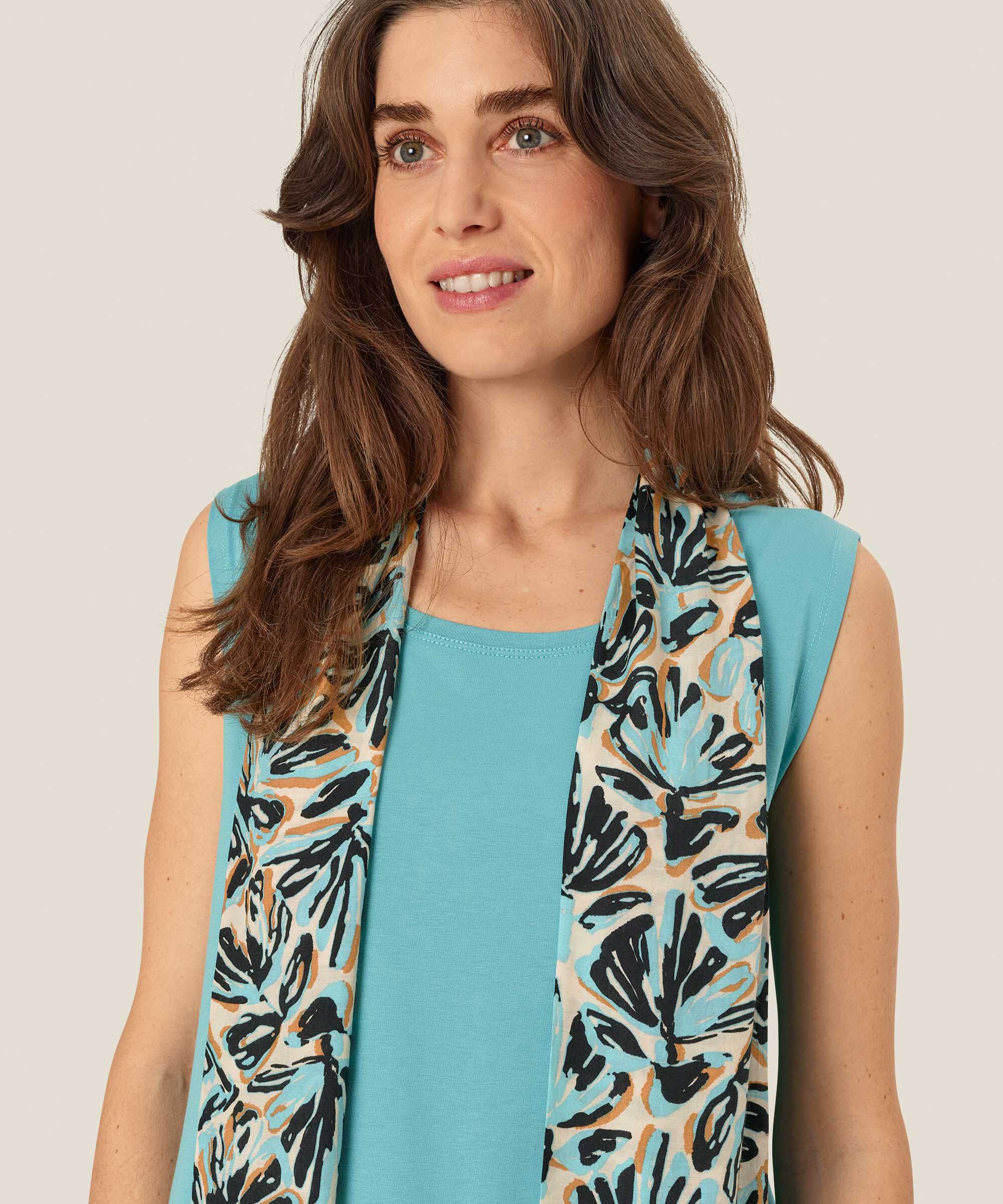 Écharpe En Viscose Imprimée, Aqua