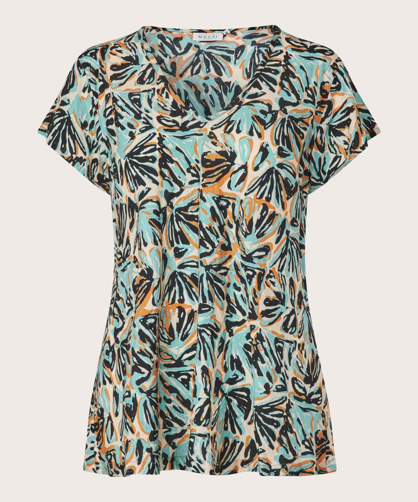 Top En Viscose Imprimé À Col V, Aqua