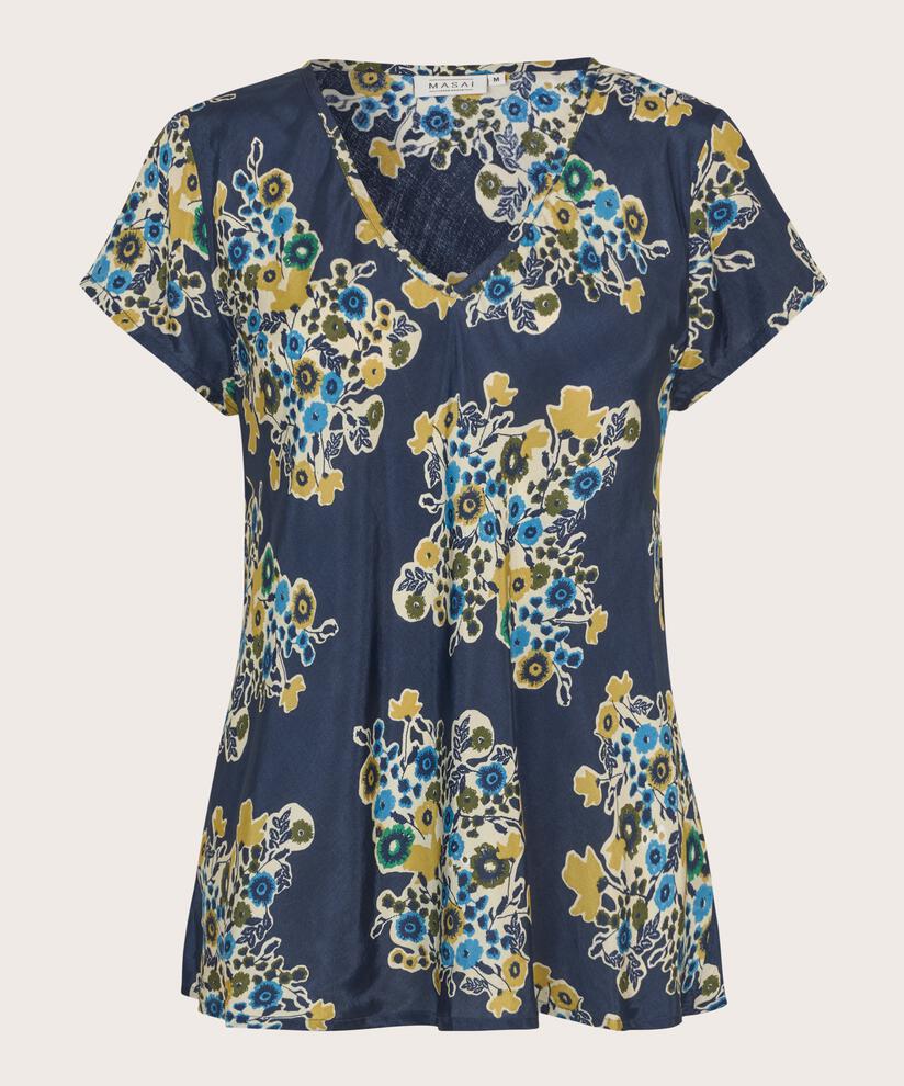 Top En Viscose Imprimé À Col V, Mood Indigo