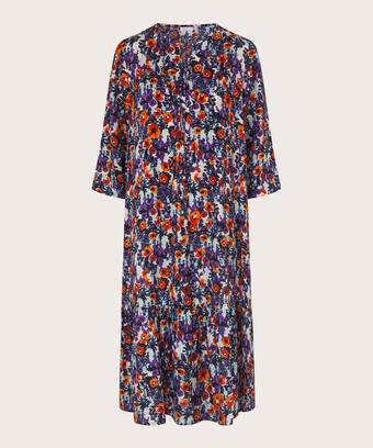 Robe fleurie en viscose avec liens et poches fendues, Meadow Violet