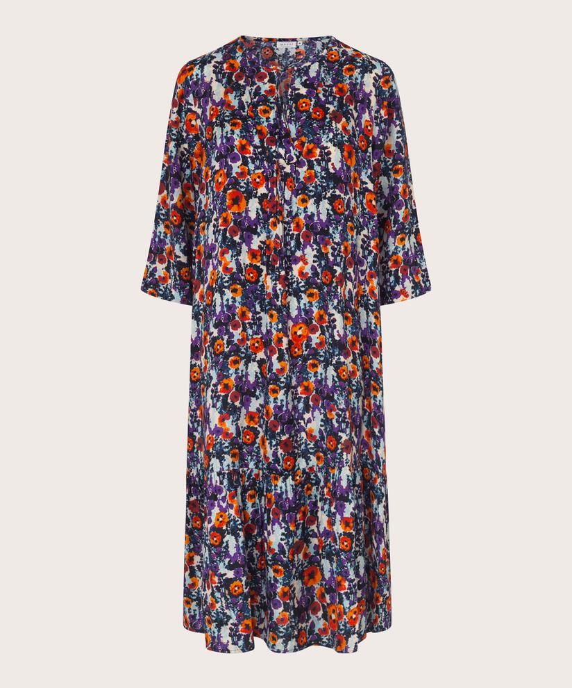 Robe fleurie en viscose avec liens et poches fendues, Meadow Violet
