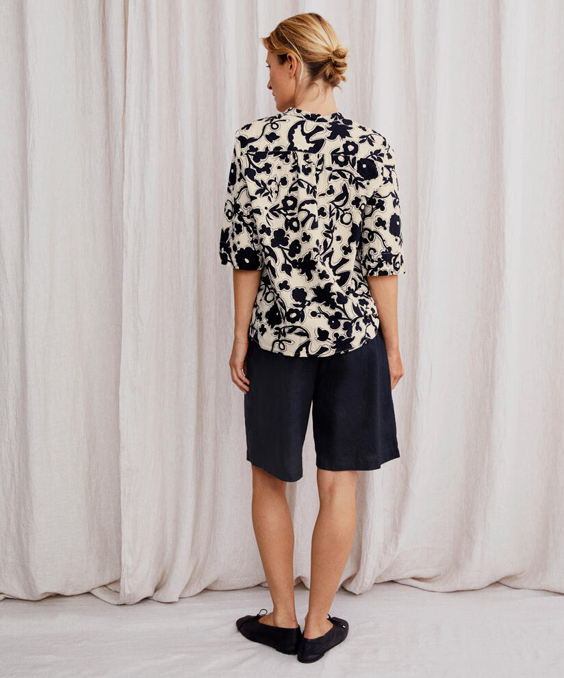 blouse à motifs en coton avec boutons, Fog