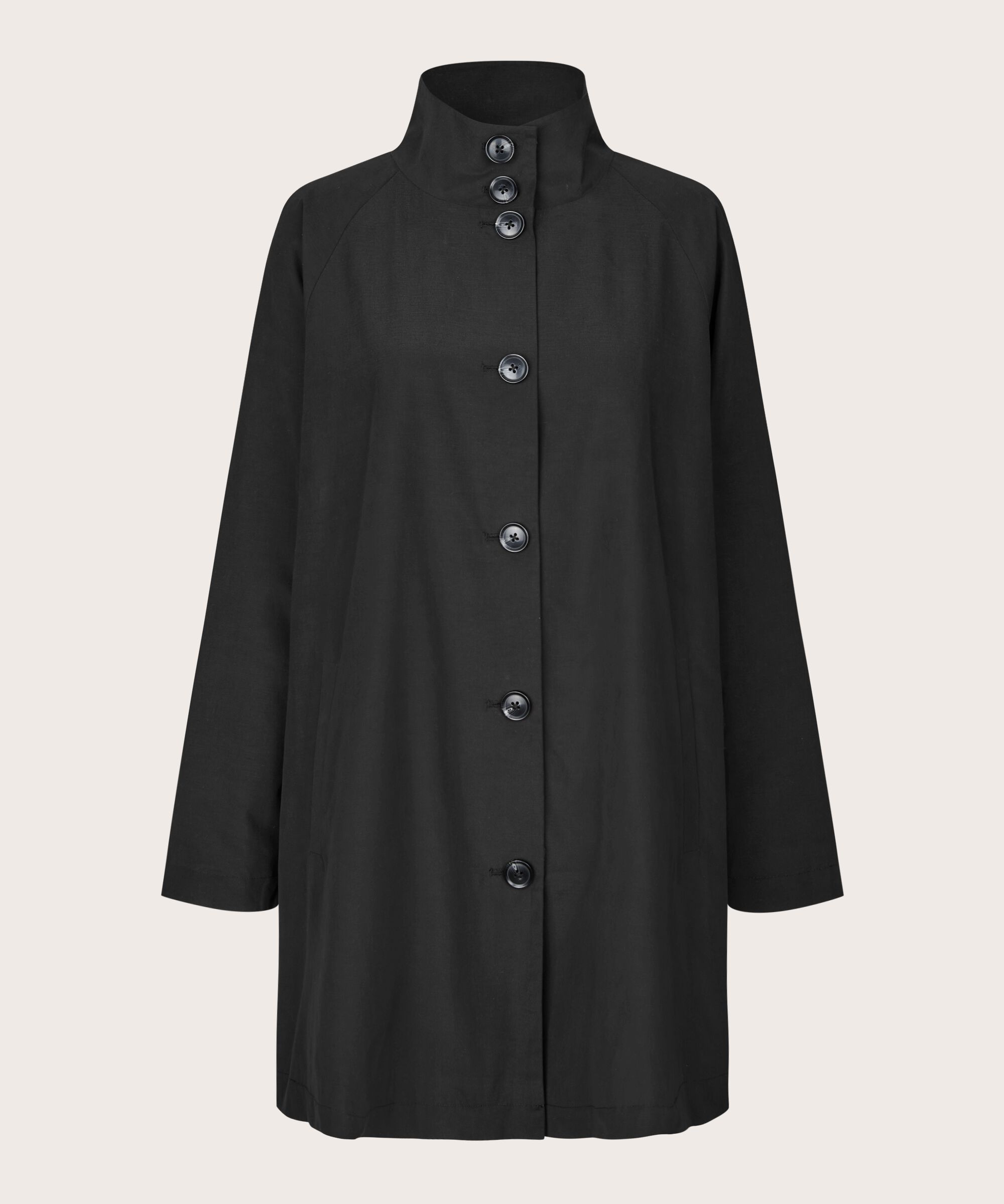 manteau avec boutons et col montant, Black