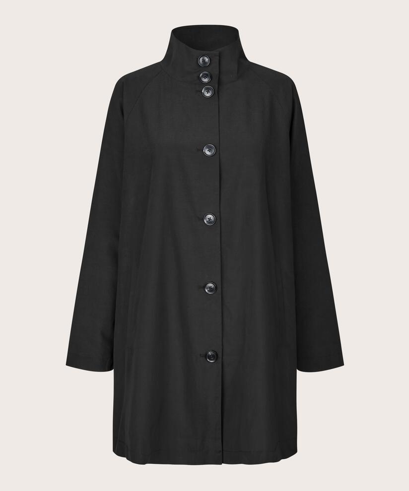 manteau avec boutons et col montant, Black